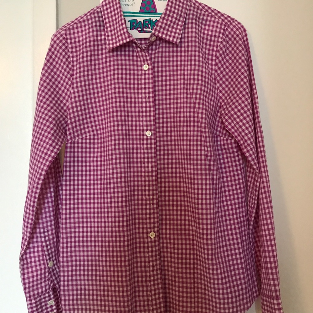 Pink gingham J Crew boy shirt - like new!